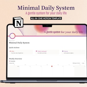 Notion Template – Daily & Weekly Planner | Minimal Aesthetic Dashboard | Habit Tracker, Projects Hub, Routine System | Clean Notion Setup