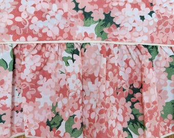 Vintage Fieldcrest Pink Hydrangea Full Flat Top Sheet: Ruffled Hem, Combed Percale Cotton Blend