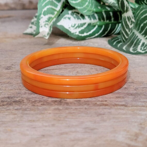 Tangerine Orange Bakelite Bangles Stackable Set O… - image 8