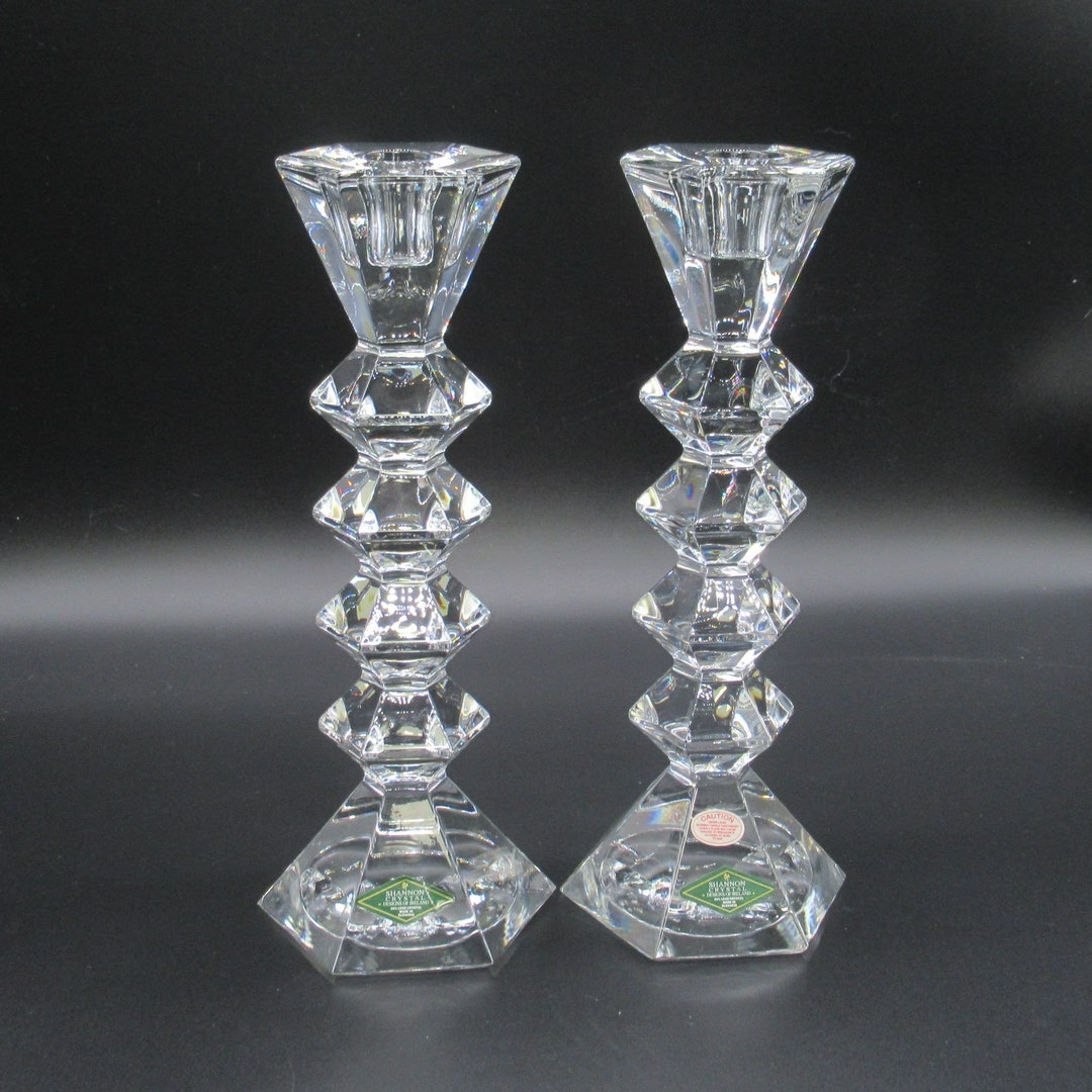 Vintage Shannon Crystal Candle Holders Tiered Hexagon 10 Etsy