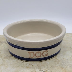 Special Listing for Molly - DOG Bowl 7 1/2 Inch Feeder Blue Stripes RRP Co  - flaws