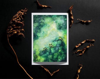 Frog Acrylic Painting Print: Whimsical Cottagecore Art