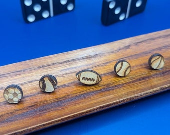 Wooden sports push pins, travel map push pins, college baseball push pins, National Park pins, Hiking map push pins. Mix & match!