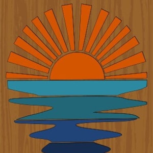 Retro Sunset SVG: Sunrise Ocean Lines Graphic (Digital Download)