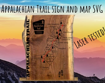 Appalachian Trail SVG, AT trail hiking SVG, Appalachian Trail map, Appalachian Trail sign
