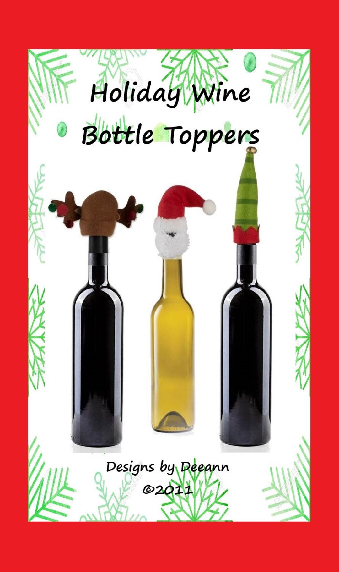 Christmas Wine Bottle Topper Pattern Santa Hat Bottle Topper Etsy