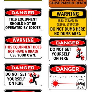 Funny danger stickers SVG and warning labels SVG for men, women, hard hats, shop, garage, mechanics and more! Digital file