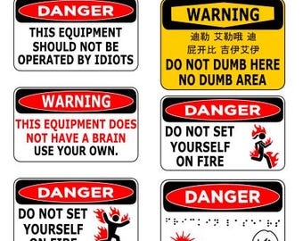 Funny danger stickers SVG and warning labels SVG for men, women, hard hats, shop, garage, mechanics and more! Digital file