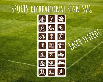 SPORTS Recreation Symbols brown white SVG bundle, NPS hike svg, Hiking Camping Signs svg, national park sign svg, recreation outdoor icons