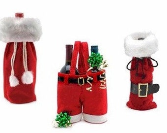 Santa Pants Wine pattern, Santa Pants Wine Bottle Holder, Christmas wine bag, Santa pants wine bag PATTERN PDF, Christmas wine tote