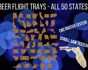 State Shaped Beer Flight Tray Files: SVG, DXF, EPS (Digital Download)