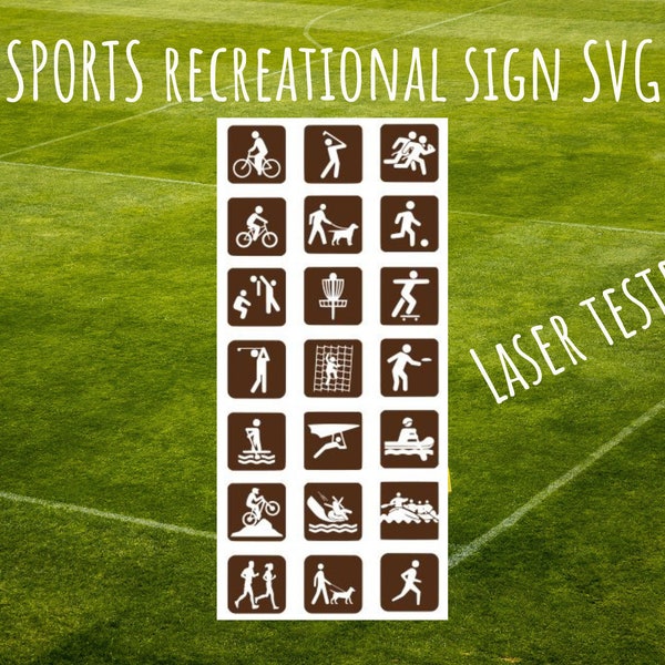 SPORTS Recreation Symbols brown white SVG bundle, NPS hike svg, Hiking Camping Signs svg, national park sign svg, recreation outdoor icons