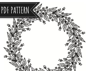 TEMPLATE Embroidery Floral Wreath  Pattern Template, Embroidery Design, pdf, hand embroidery, pattern only.