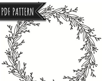 TEMPLATE Embroidery Floral Wreath  Pattern Template, Embroidery Design, pdf, hand embroidery, pattern only.