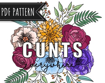 TEMPLATE Embroidery expletive swearing Floral  Pattern Template, Embroidery Design, pdf, hand embroidery, pattern only.