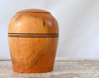 Wood box - Unique YEW LARGE hand turned wooden lidded trinket box with lid, pill box, ear ring box, jewellery box, ring box, desk tidy #309