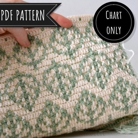PATTERN Spring Leaf Overlay Mosaic Crochet Pattern - CHART ONLY - pdf Download - Knitting / Cross Stitch