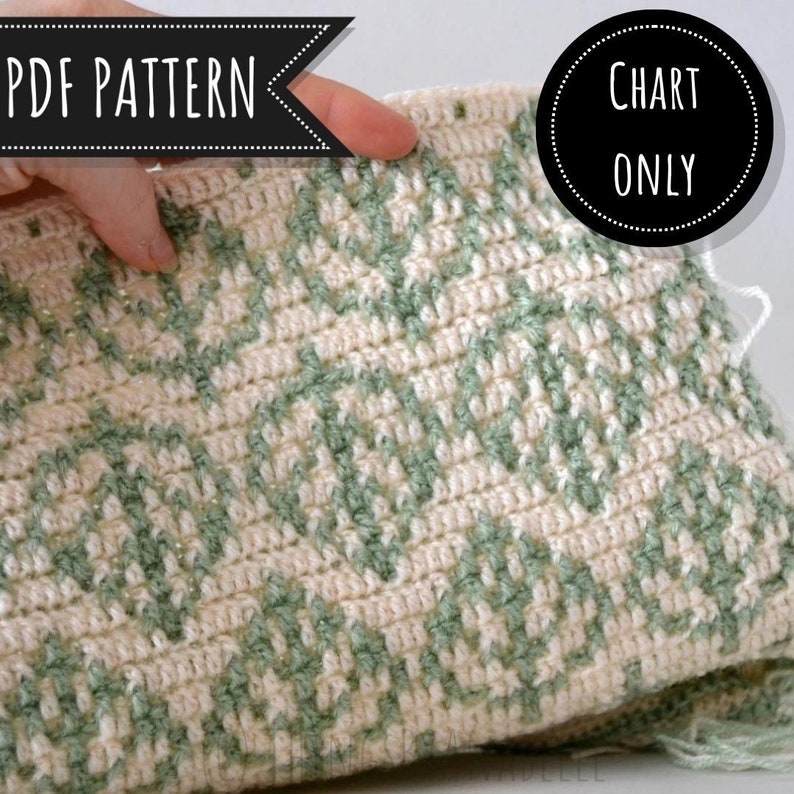 PATTERN Spring Leaf Overlay Mosaic Crochet Pattern - CHART ONLY - pdf Download - Knitting / Cross Stitch image 1