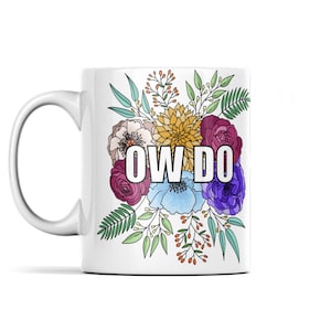 Original floral Yorkshire slang Mug ‘ow do’ floral Yorkshire saying cup