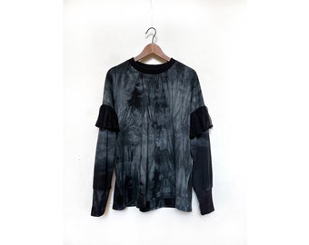 Black Lace and Jersey Tie Dye Tshirt / Last size L