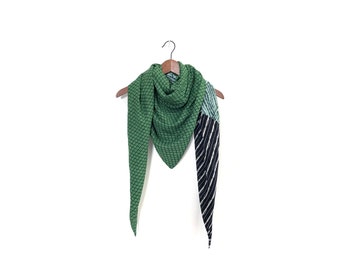 Green Black Lightweight Reversible Triangle Scarf