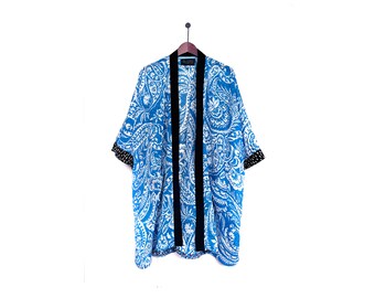 Paisley Plus Size Kimono, Floaty Summer Kimono with Pockets