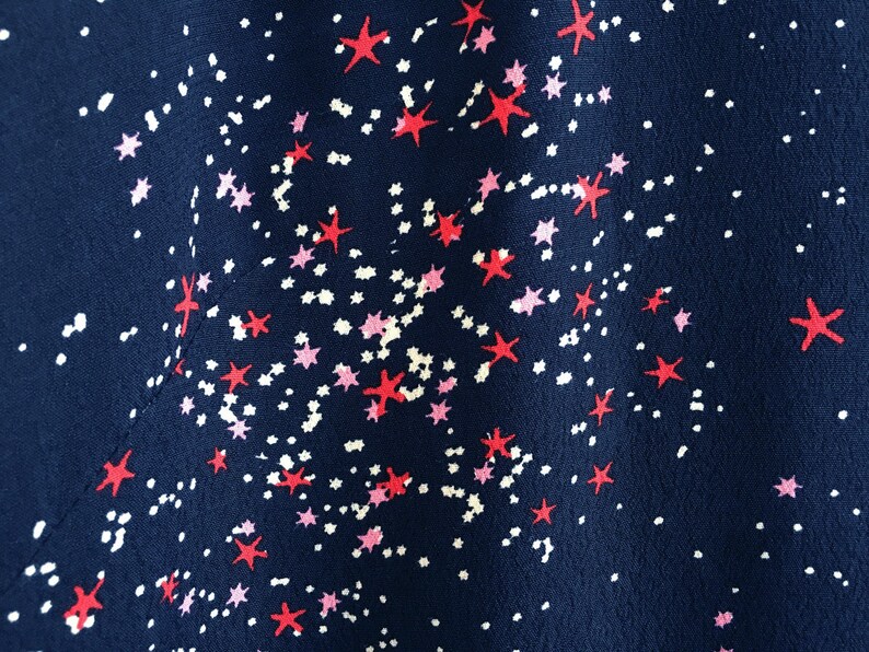 Soft Spring Tops Navy Star Print Blouse Midnight Blue Galaxy Print Shirt