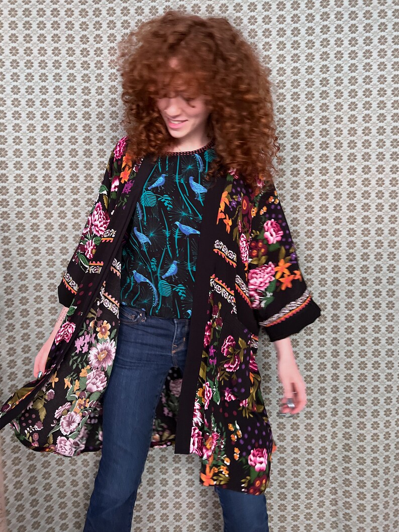 Black Floral Kimono Cardigan, Limited Edition Best Seller image 2