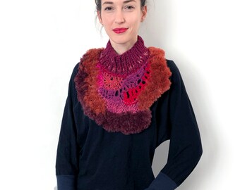 Red and Pink Unique Crochet Neckwarmer