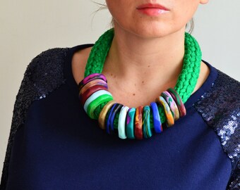 Gorgeous necklace in green shades