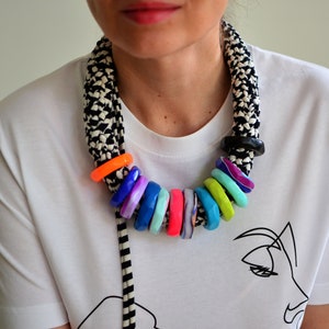 Statement necklace, unique necklace, colorful necklace, funky necklace, hippie necklace, chunky necklace, bold necklace, modern necklace
