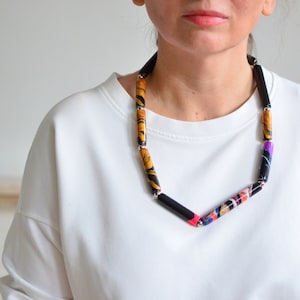Handmade Geometric Polymer Clay Necklace: Modern Artsy Jewelry