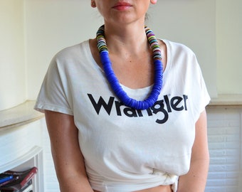 Blue necklace, African necklace, boho necklace, hippie necklace, blue statement necklace, ethnic necklace, blue bead necklace