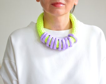 Neon necklace, lilac necklace, modern necklace, 2024 jewelry, trendy necklace, contemporary necklace, spring necklace, neon jewelry