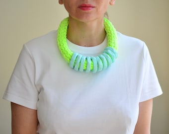 Neon necklace, trendy necklace, statement necklace, chunky necklace, neon statement necklace, contemporary necklace