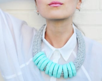 Mint necklace, statement necklace, blue necklace, bold necklace, minimalist necklace, modern necklace, light blue necklace