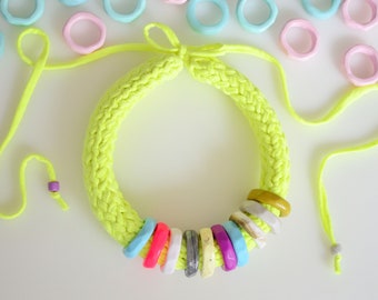 Contemporary statement necklace in neon cotton