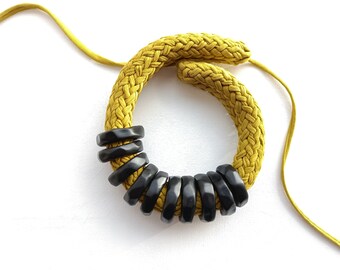 Olive green necklace; bulky, statement necklace