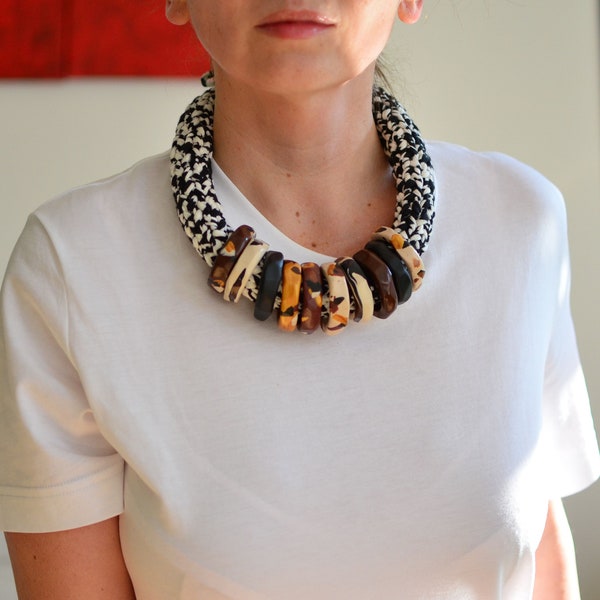 Leopard necklace, African necklace, unique necklace, statement necklace, chunky necklace, large collar necklace, original necklace