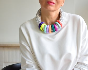 Bright contemporary necklace, statement necklace, bold necklace, chunky rope necklace, big bold necklace, modern statement necklace