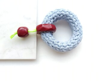 Chunky bangle made of soft cotton and clay