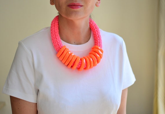 SLICED ORANGE - HAND MADE COSTUME JEWELRY NECKLACE - SUMARIS | NEW YORK