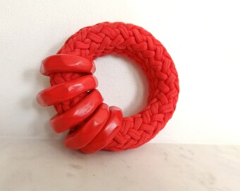 Red bangle, Valentine's day gift, bold bracelet, chunky red bracelet, red bracelet, red rope bracelet, statement bracelet, large bracelet