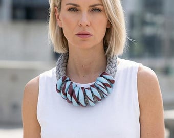 Modern statement necklace, architectural jewellery, designer neckpiece, Scandinavian style fashion accessory