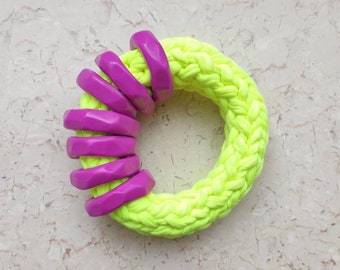 Neon bracelet made of soft cotton and clay