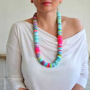 Summer necklace made of mint seed beads