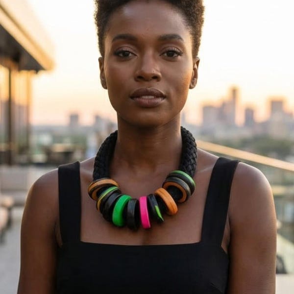 Bold statement necklace; bulky, soft and comfortable