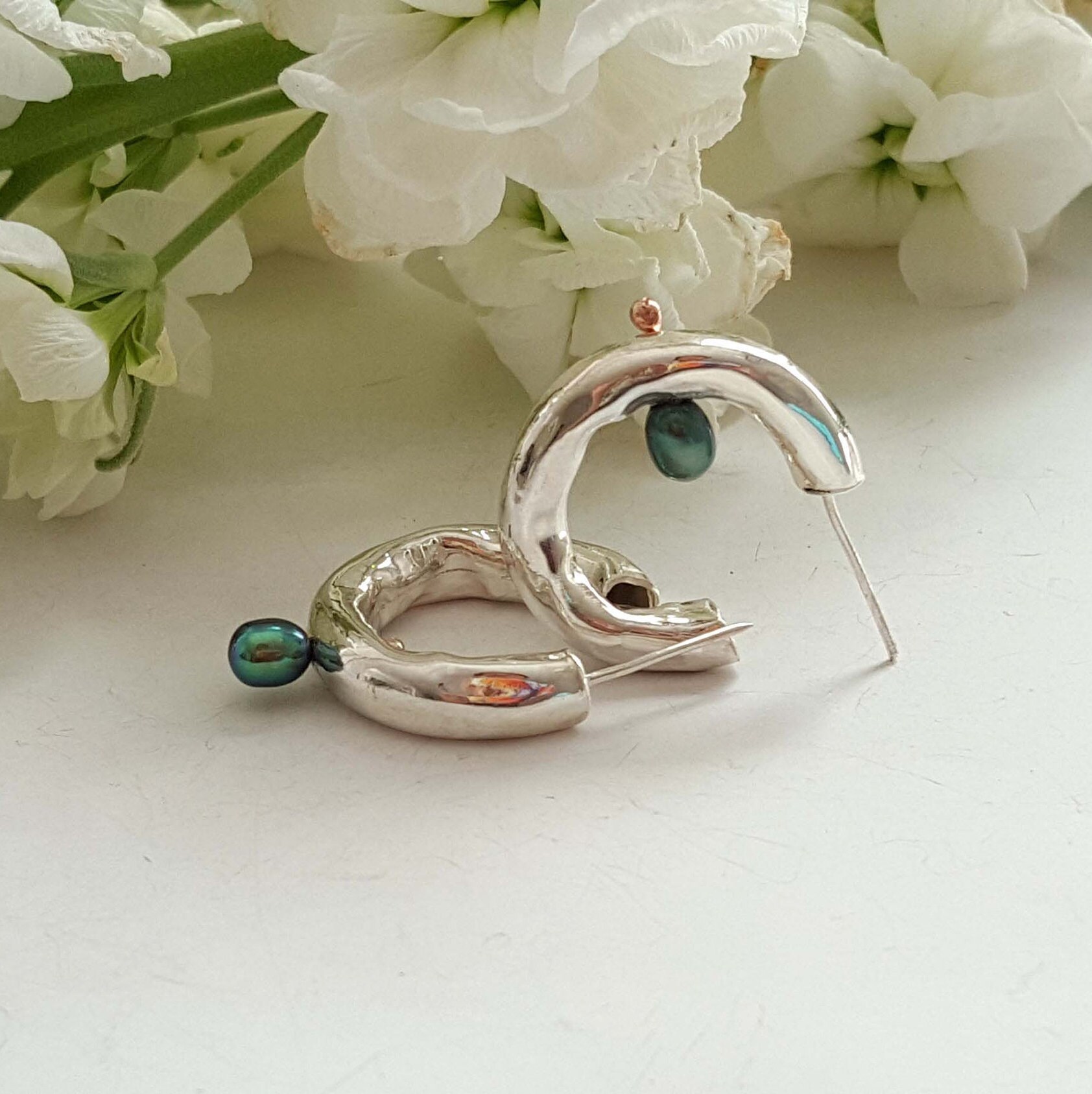 Emerging Modern Silver Earrings, Circle Earrings for Women
