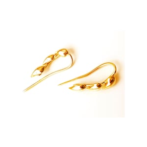 Pendientes trepadores de hoja de oro de 18 quilates: pendientes minimalistas de plata con cierre envolvente