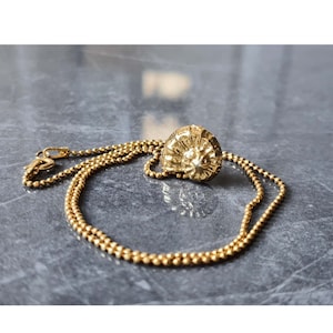 Gold Ammonite Necklace: Sterling Silver Seashell Pendant Nautilus Beach Jewelry